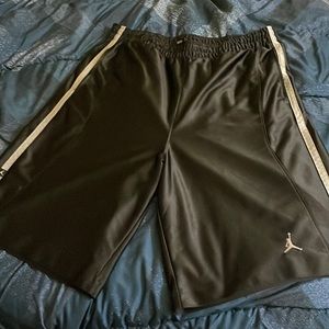 Black with gray stripe basketball shorts